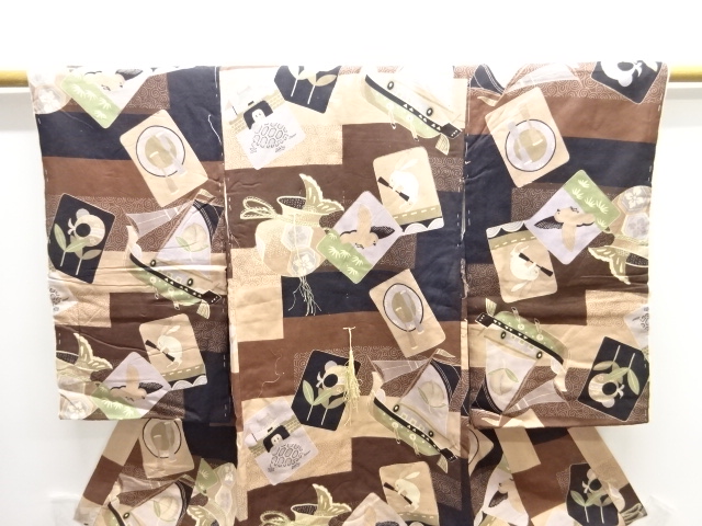  アンティーク　昔話模様着物